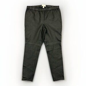 Michael Kors Women's Faux Leather Ankle Pants Size 12 Black Pull On Mid Rise EUC
